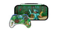 PDP REALMz™ Wireless Controller: Minecraft Forest Biome + Travel Case Plus Minecraft Forest Battle for Nintendo Switch™ Bundle